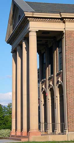 Front entrance with pillars