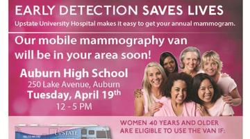 Upstate University Hospital’s Mammography Van at Auburn High School April 19